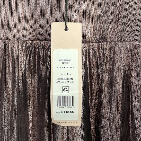 Bcbg metallic strapless asymmetrical dress rose gold size XS bodycon - Picture 6 of 7